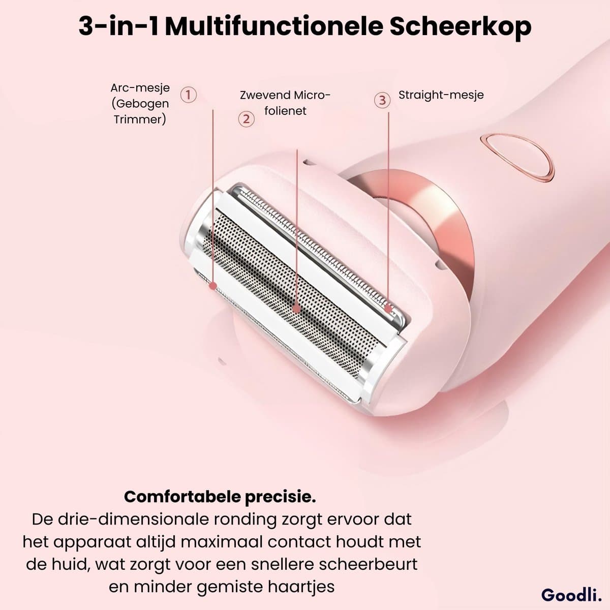 Goodli Ladyshave voor Vrouwen met LED - 2 in 1 Dames Scheerapparaat - Bikinitrimmer - Trimmer Vrouw - Waterdicht IPX7 - USB Oplaadbaar thumbnail 4