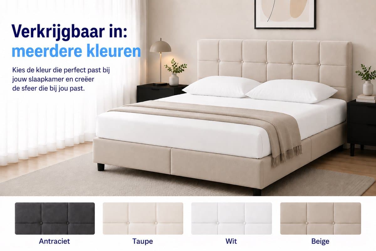 Maan matras ® Boxspring 180x200 | Inclusief Matras & Topper | Beige | bed | boxspring met opbergruimte | Boxspring compleet thumbnail 3