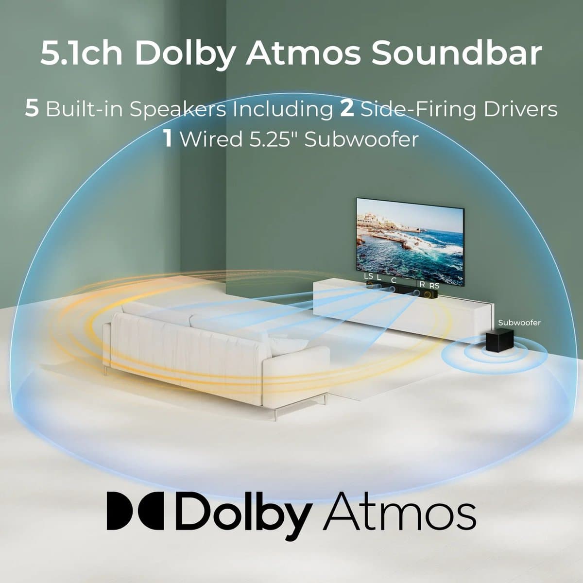 Innovastore Soundbar - Soundbar met subwoofer - Dolby Atmos soundbar - Surround set Home Cinema - Geluid systeem - 5 speakers thumbnail 5