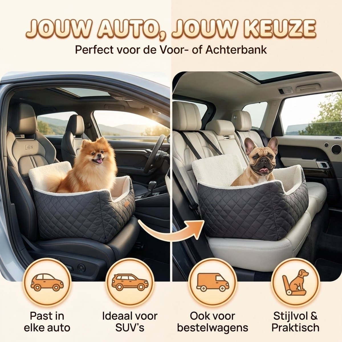 Pawhaven Wasbare Autostoel Hond met Gordel - Hondenmand Auto voor in de Auto en Achterbank - Automand Honden - Hondenstoel - Hondenmand thumbnail 5