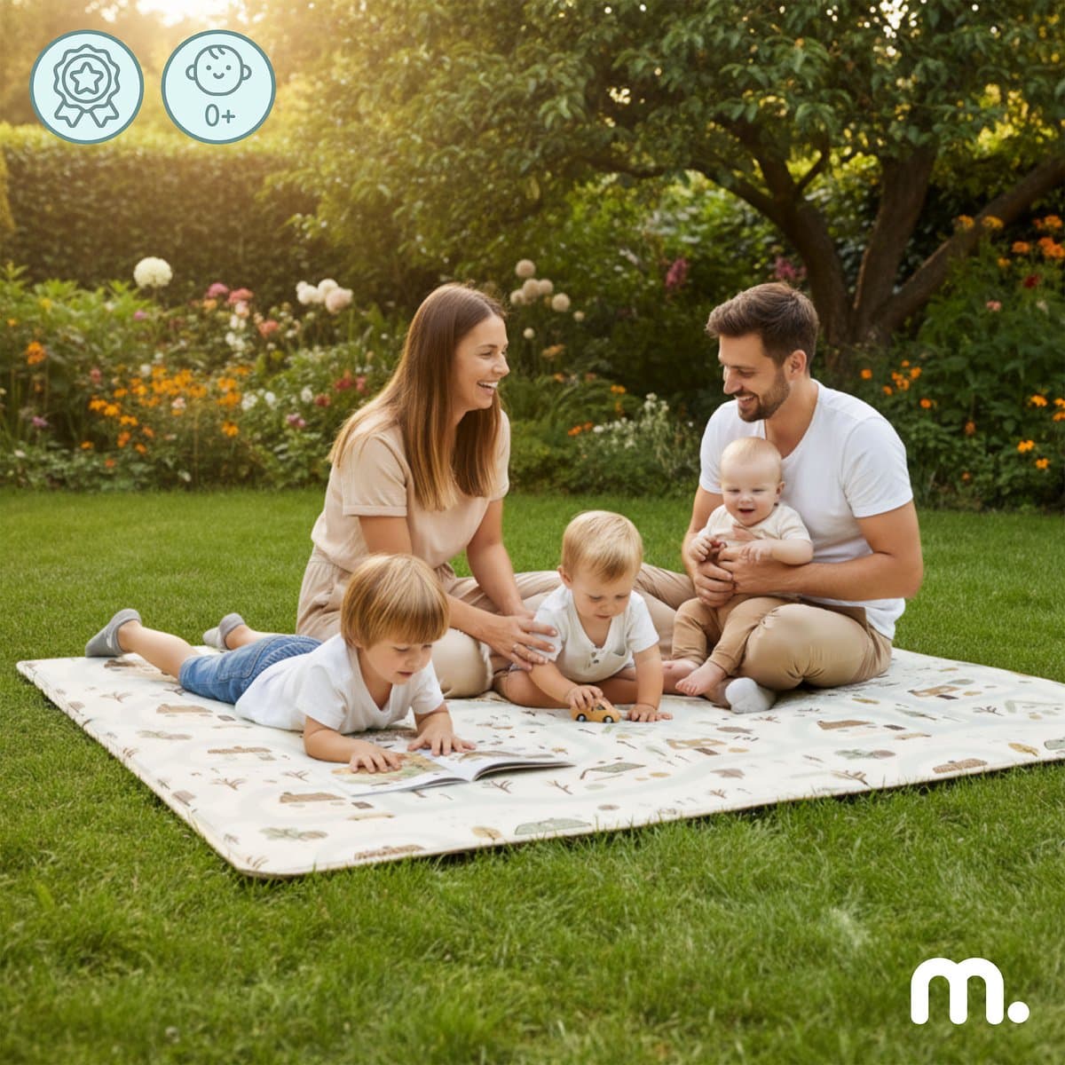 Mamabrum Dubbelzijdige Speelmat van Schuim 180x120 cm – XPE Speelkleed voor Baby’s en Kinderen – Stadje / Zandbeige thumbnail 8