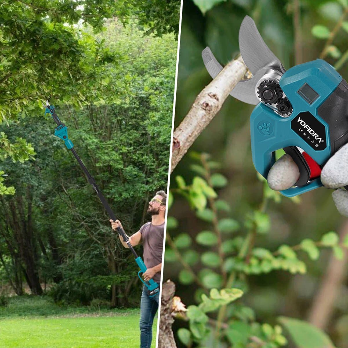 Yofidra Accu Hoogsnoeier - 4-in-1 Hoogsnoeier Kettingzaag + Telescopische Steel - Elektrische Snoeischaar - 1 m tot 2 m - Brushless - Met 2 Accus - voor boomtakken, houtzagen thumbnail 5