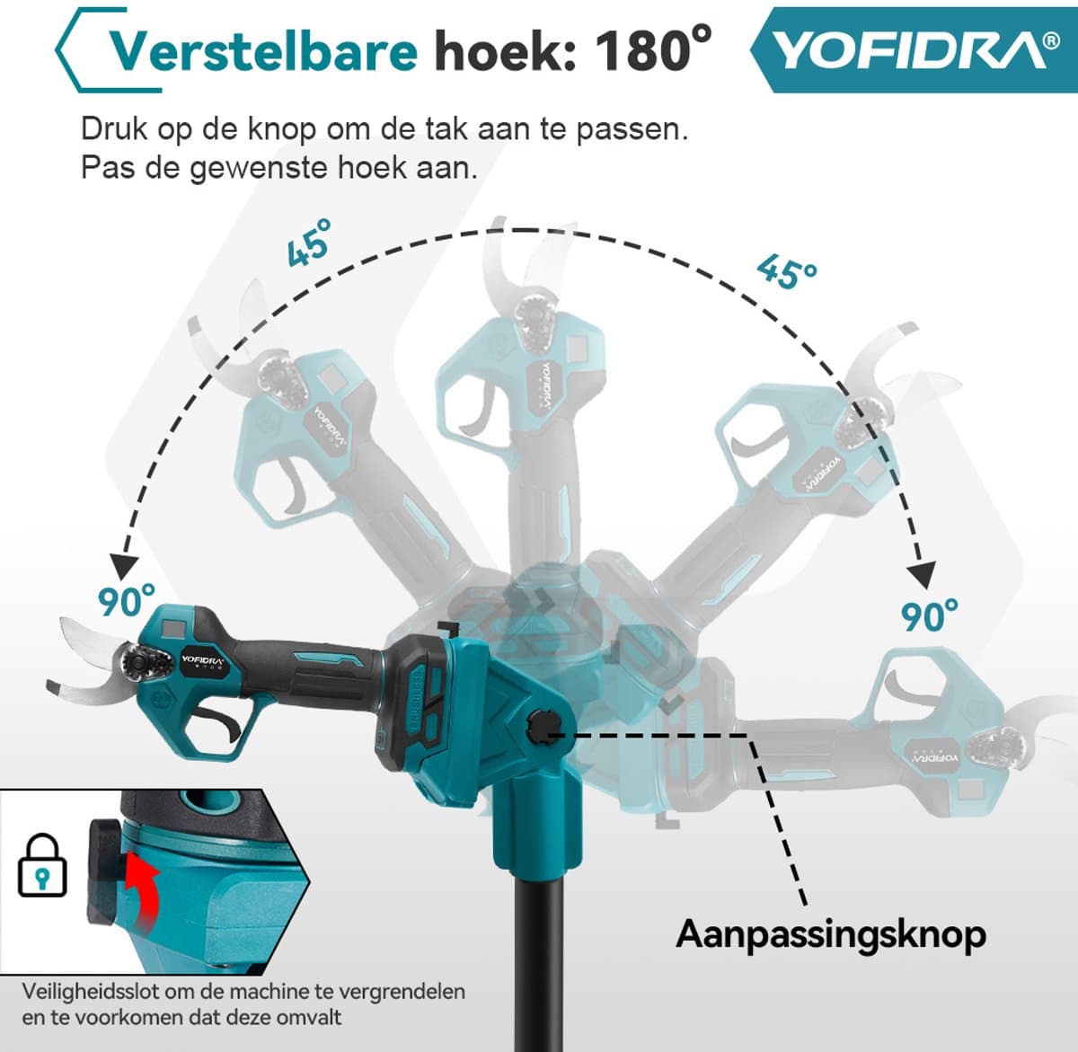 Yofidra Accu Hoogsnoeier - 4-in-1 Hoogsnoeier Kettingzaag + Telescopische Steel - Elektrische Snoeischaar - 1 m tot 2 m - Brushless - Met 2 Accus - voor boomtakken, houtzagen thumbnail 4