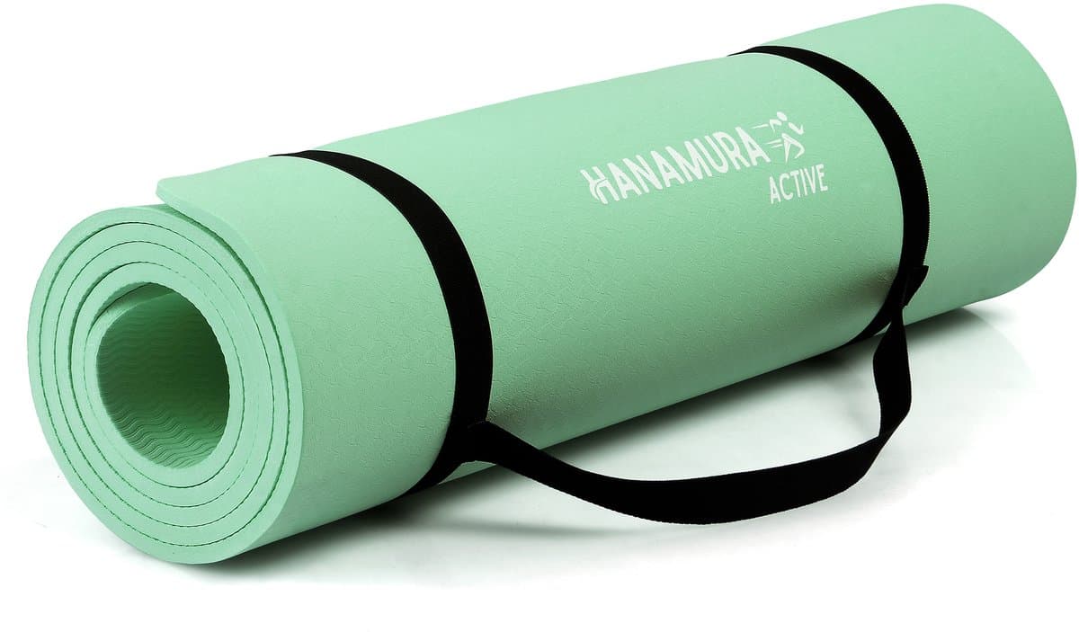 Hanamura Active Yoga Mat - Inclusief draagbare Opbergtas & strap - Fitnessmat van TPE Materiaal - Milieuvriendelijke Fitness Mat - 183x61 - Pilates Mat van 8 mm dik - Mintgroen thumbnail 7