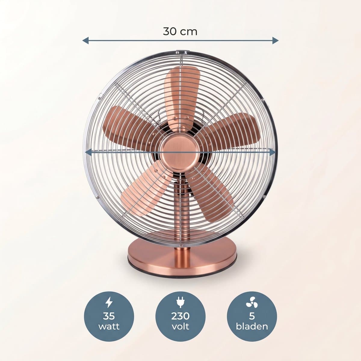 Lomera Tafelventilator 30cm - Bureauventilator met 3 Snelheden - Oscillerend en Kantelbaar - Tafel Ventilator met Draaifunctie - Mini Ventilator voor Kantoor Slaapkamer en Woonkamer thumbnail 6