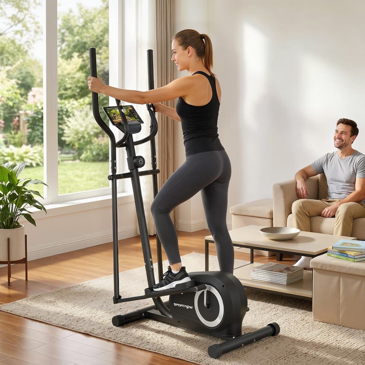 SPORTNOW Crosstrainer - Staal, Kunststof - 100 x 52 x 153 cm - Grijs thumbnail 2