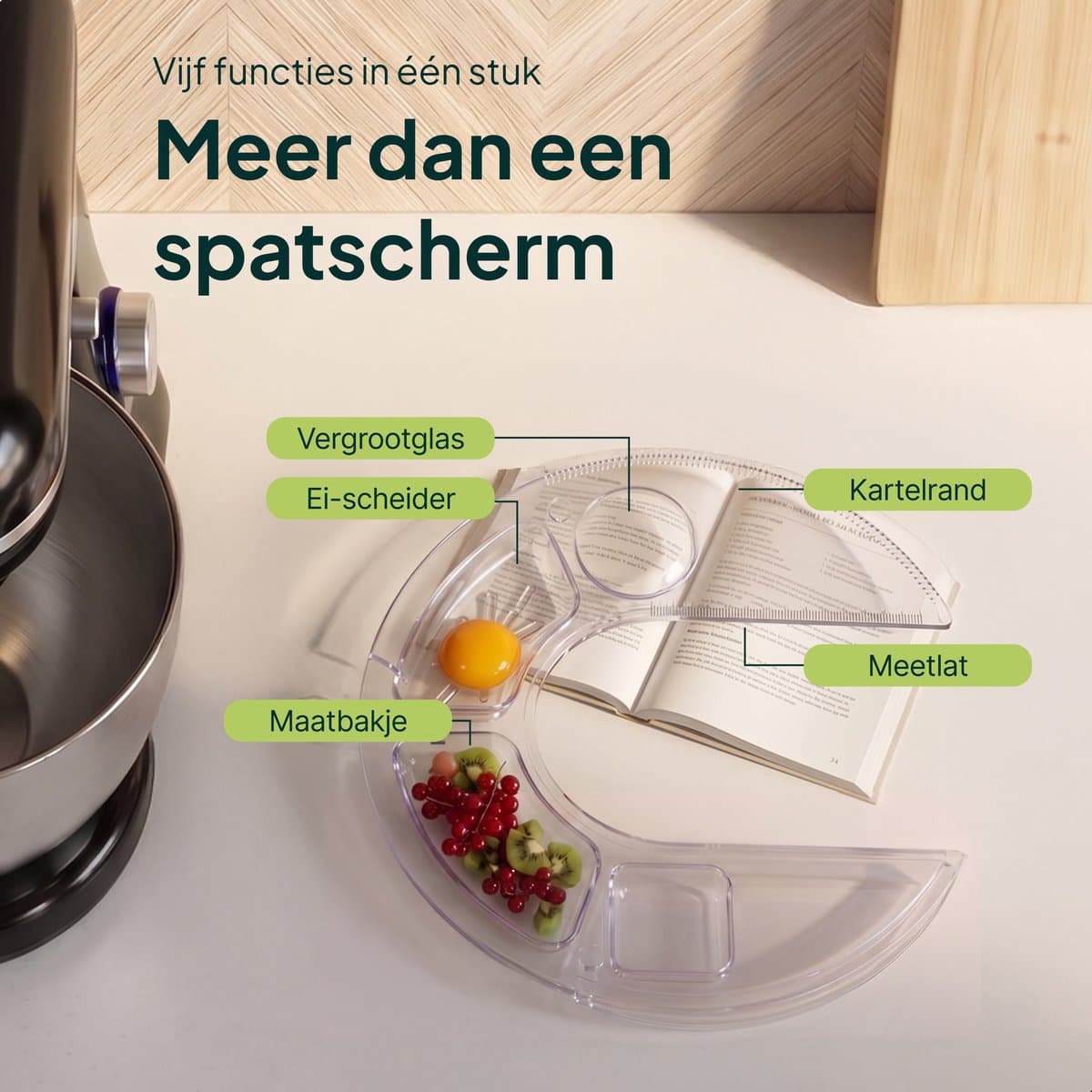 Vivid Green 1500W Keukenmixer - 5L Mengkom - 10 Snelheden - Keukenmachine - Keukenrobot - Zwart thumbnail 5