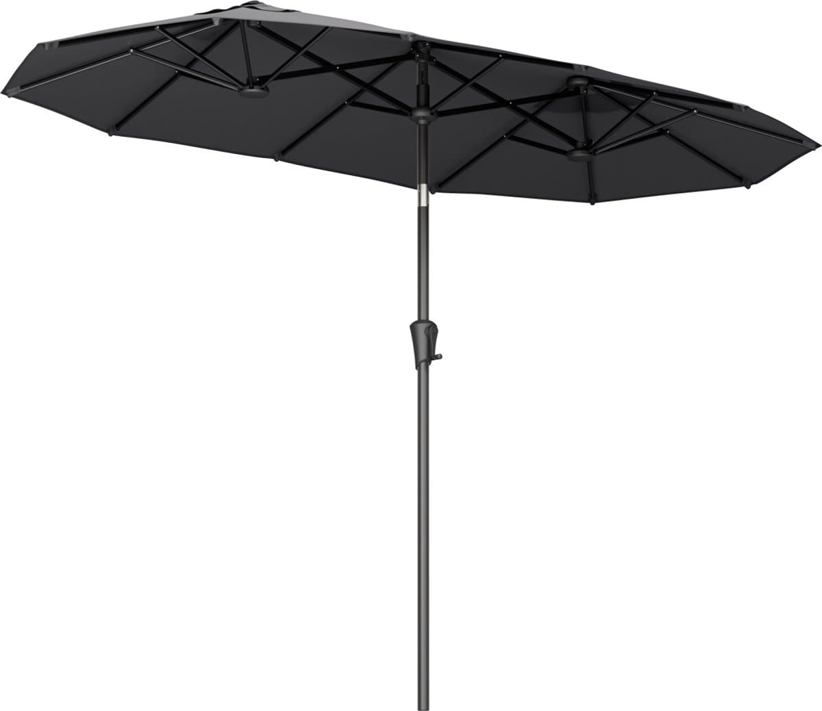 LifeGoods Dubbele Parasol - Tuin - 160x300cm - tot 8 Personen - Waterdicht - UPF50+ - Donkergrijs