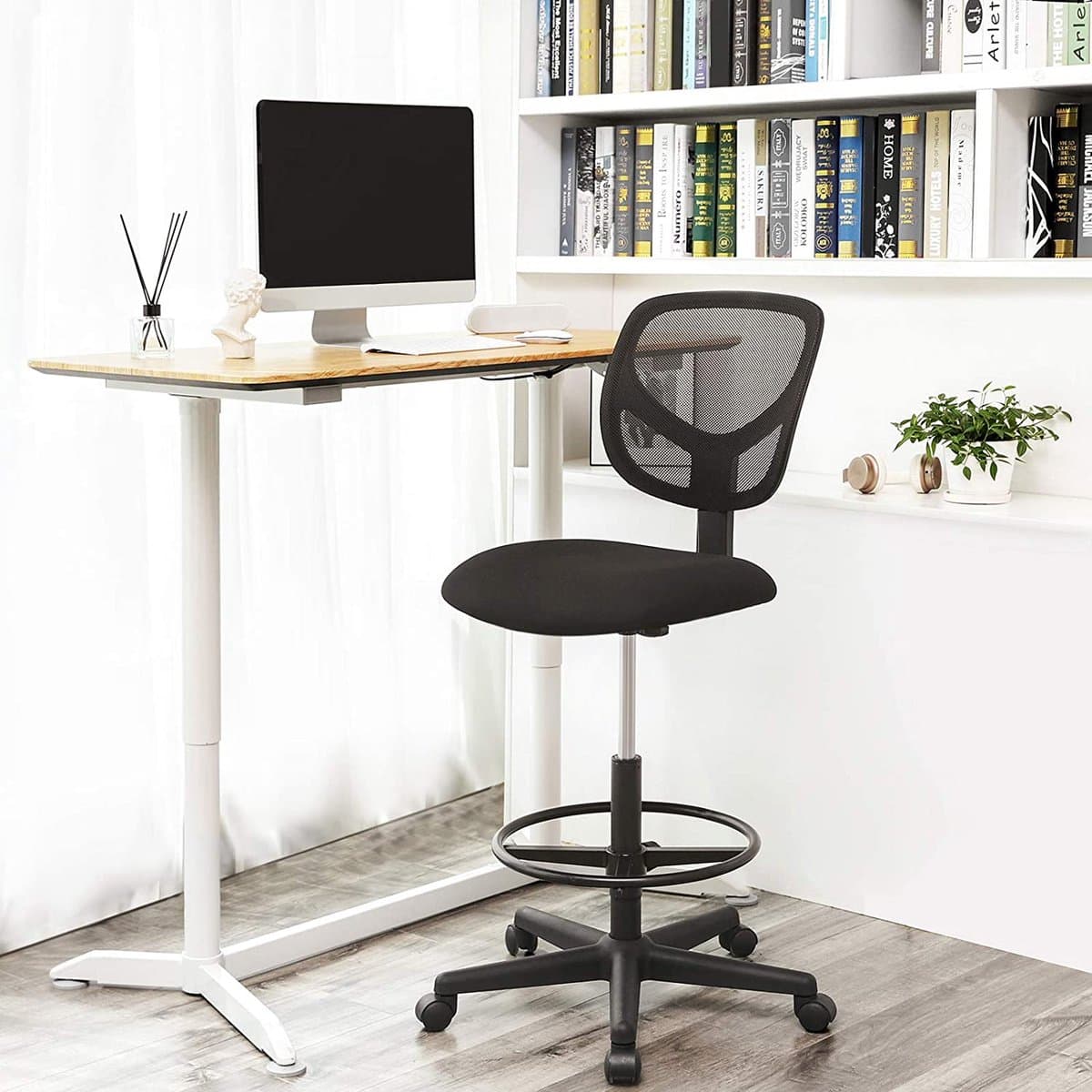 Bureaustoel - ergonomische werkkruk - hoge werkstoel - met verstelbare voetsteun thumbnail 2