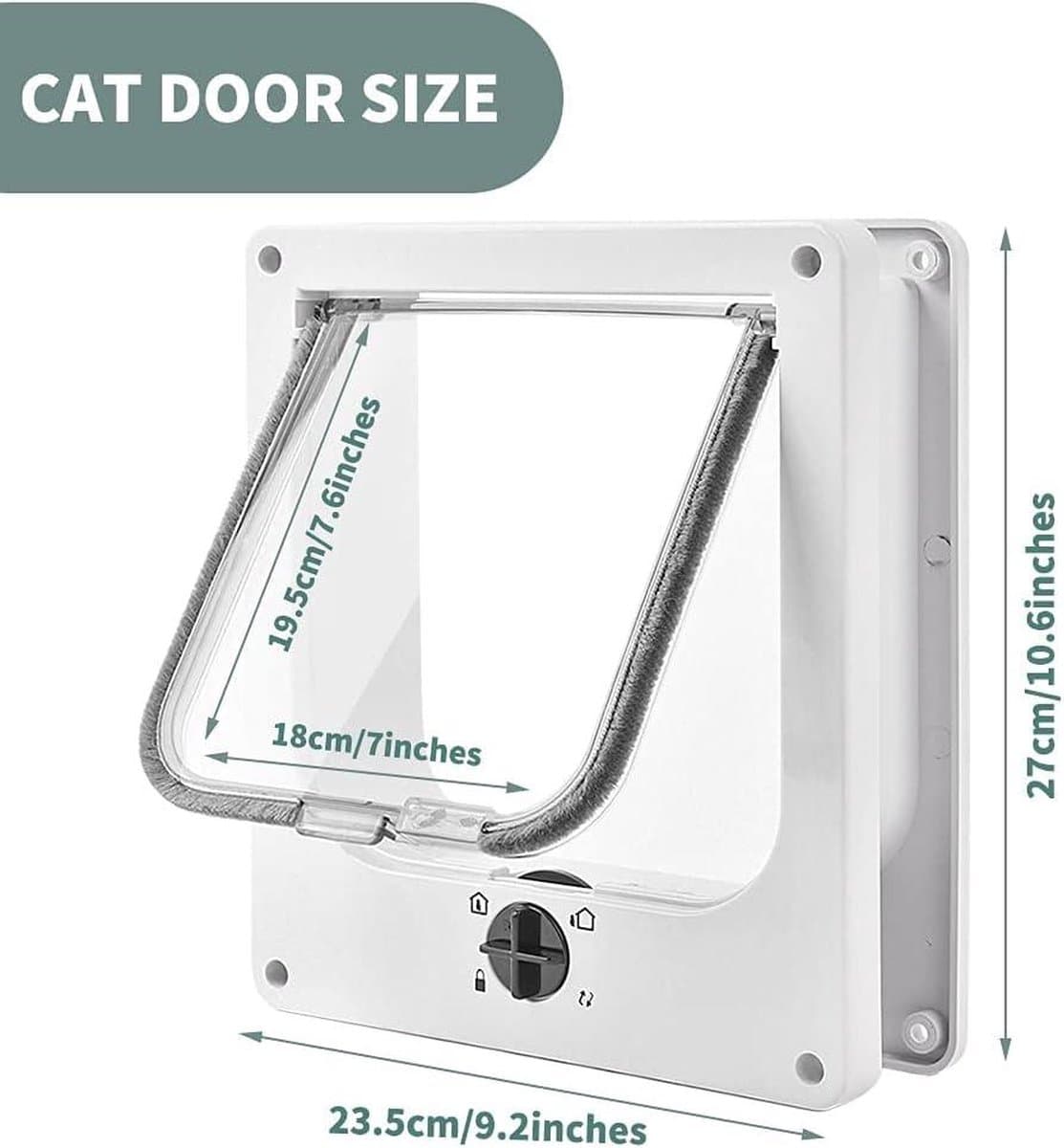 Kattenluik met microchip - Grote vergrendeling 4-voudige magneten - Eenvoudig te installeren weerbestendige huisdierdeur - Stille handmatige huisdierluik voor muur-houten Kattenluik met microchip thumbnail 8