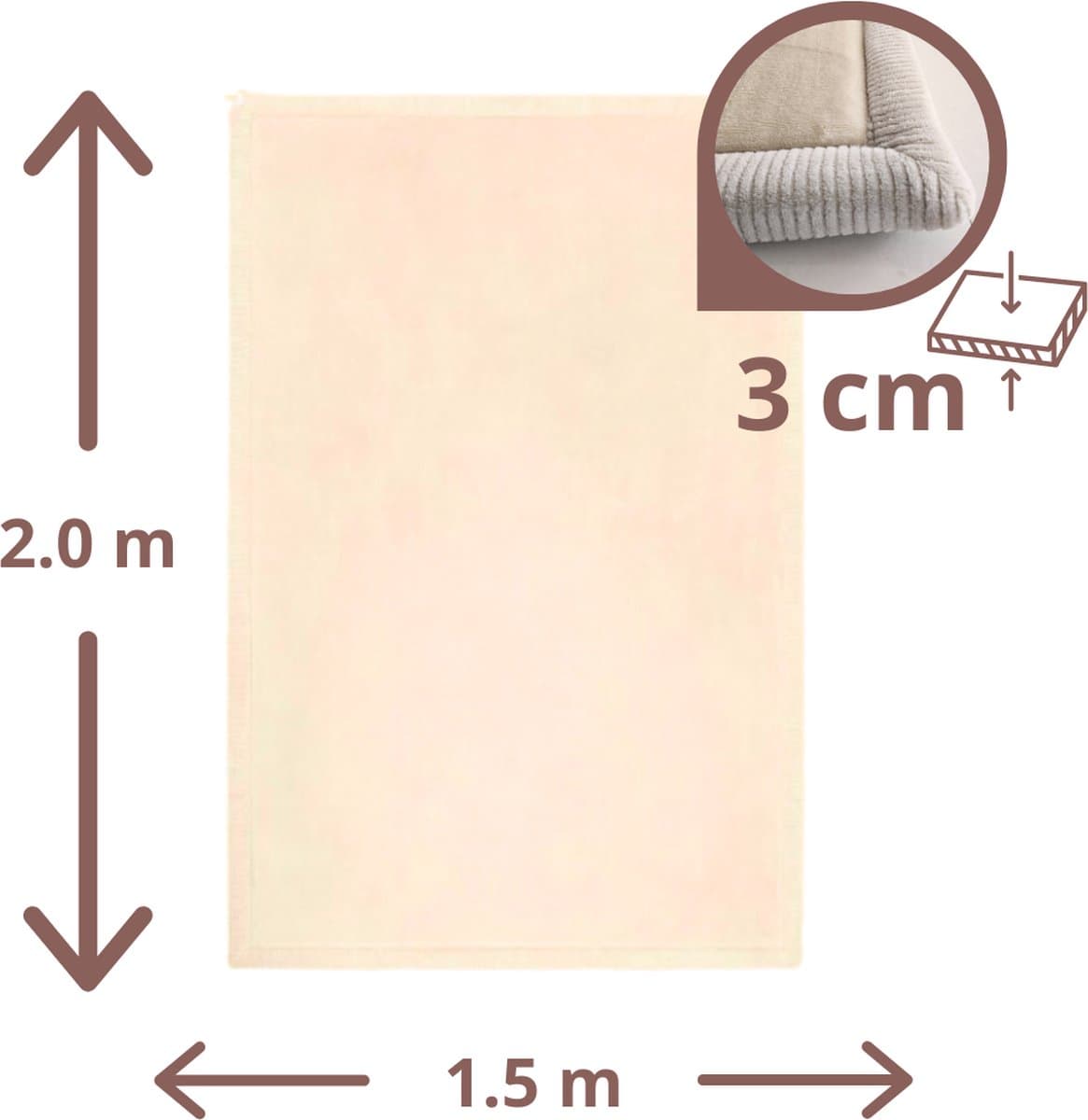 VenTur Speelmat - 200 x 150cm - 3cm Extra Dik en Zacht - Beige - Veilig voor Kinderen - Modern Duurzaam Design - Grote Babymat - Extra Dikke Antislip Baby Speelkleed - Kindermat - Speeltapijt - Speel mat - Opvouwbaar - Anti-slip - Geheugenschuim thumbnail 2