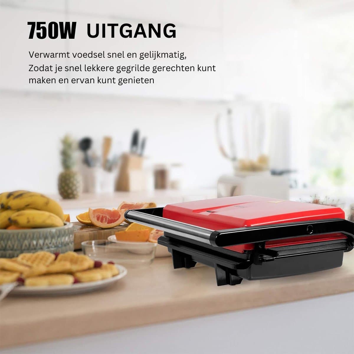 MKSS® Contactgrill - Tosti Apparaat - Tosti-ijzers - Panini Grill - Rood met Zwart thumbnail 7