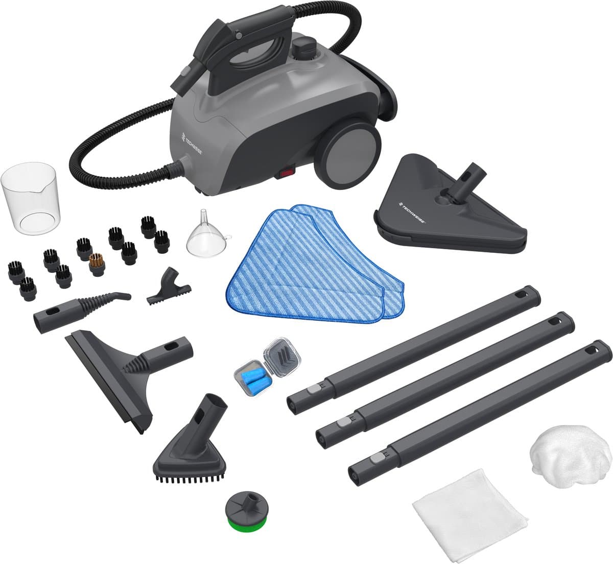 Techweise TS1 - Stoomreiniger - Reinigingsmachine - 3,6 bar 1500W - 26 accessoires - Vloer, badkamer, auto en meer - 40 min stomen