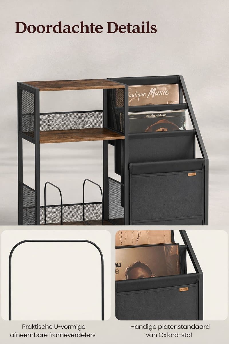 House of Balance LP Speler Meubel - Platenspeler meubel - Platenspelerkast - LP Kast - Vinylkast - LP opbergkast - 30×81×69 cm thumbnail 5