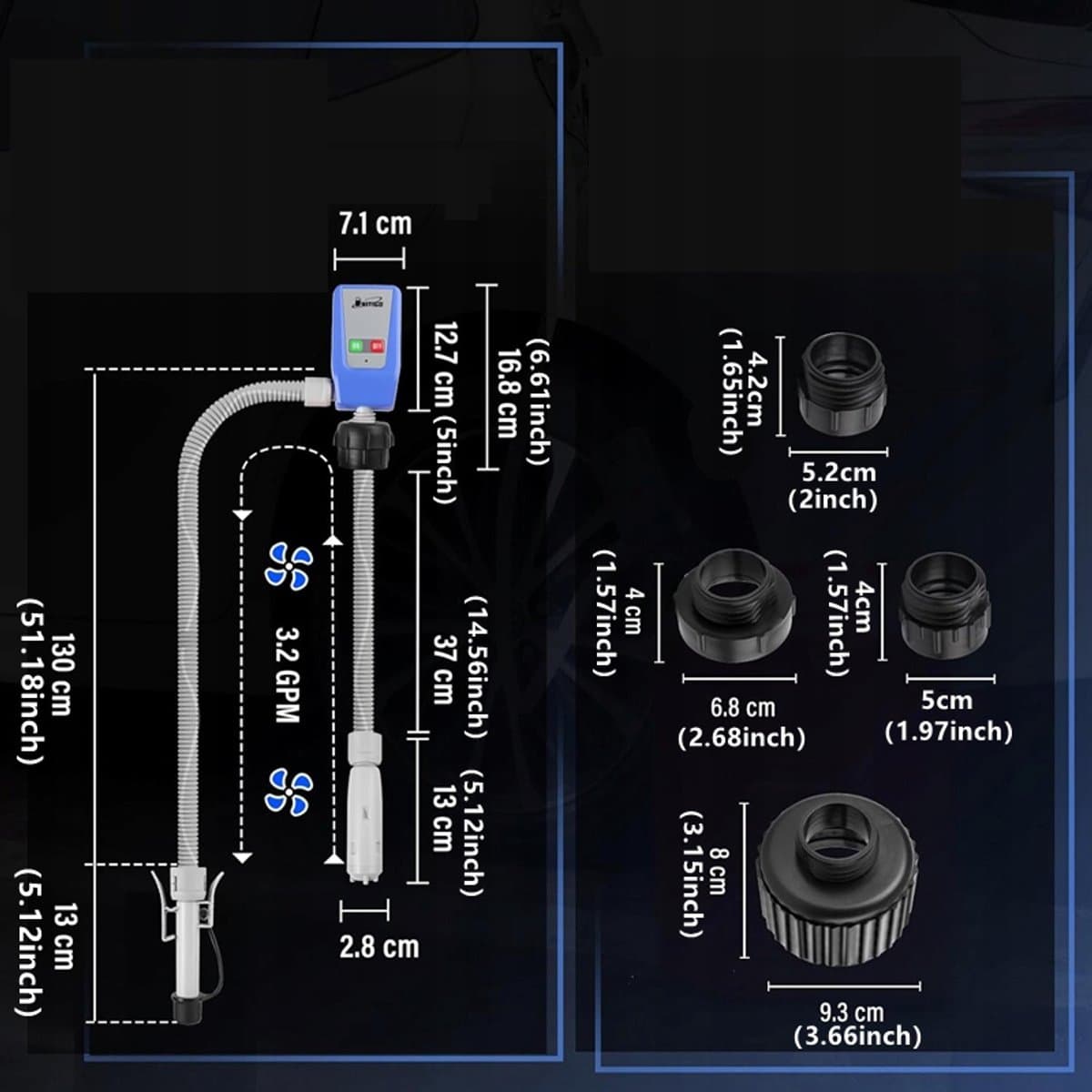 Elektrische Benzinepomp - Elektrische Oliepomp - Draagbare Universele Sifonpomp - 12L/min - Corrosiebestendig - Intelligente automatische stop met overloopbeveiliging - Voor Benzine & Diesel thumbnail 7