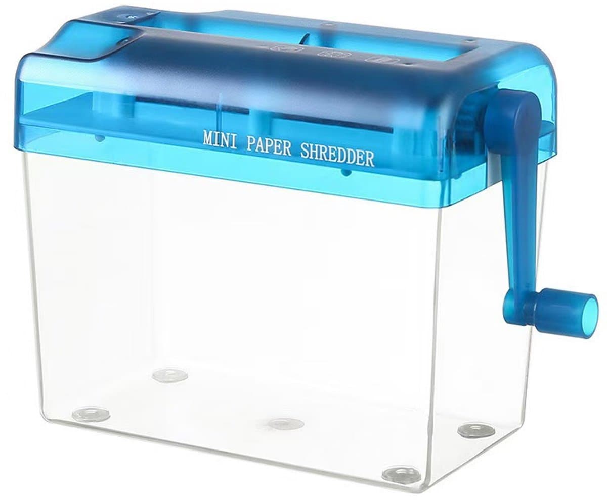 Handaangedreven papiervernietiger A6 kleine strokenvernietiger - blauw