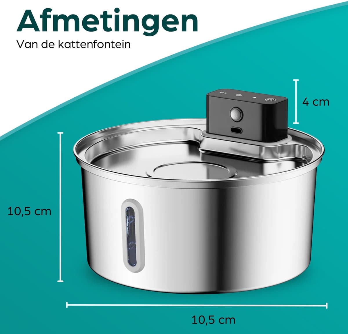 Filo RVS Drinkfontein Kat Draadloos met Sensor - Waterfontein Katten - Kattenfontein - Waterbak - Fontein Hond - Drinkfontein Honden thumbnail 7