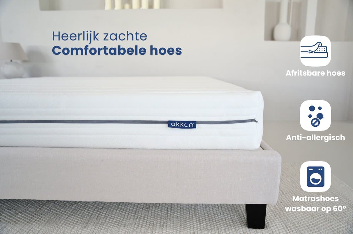 Akkon® Pocketvering Matras 160x200 - 21 cm dik | 7 zones - Koudschuim - Premium Kwaliteit - 50 nachten proefslapen thumbnail 3