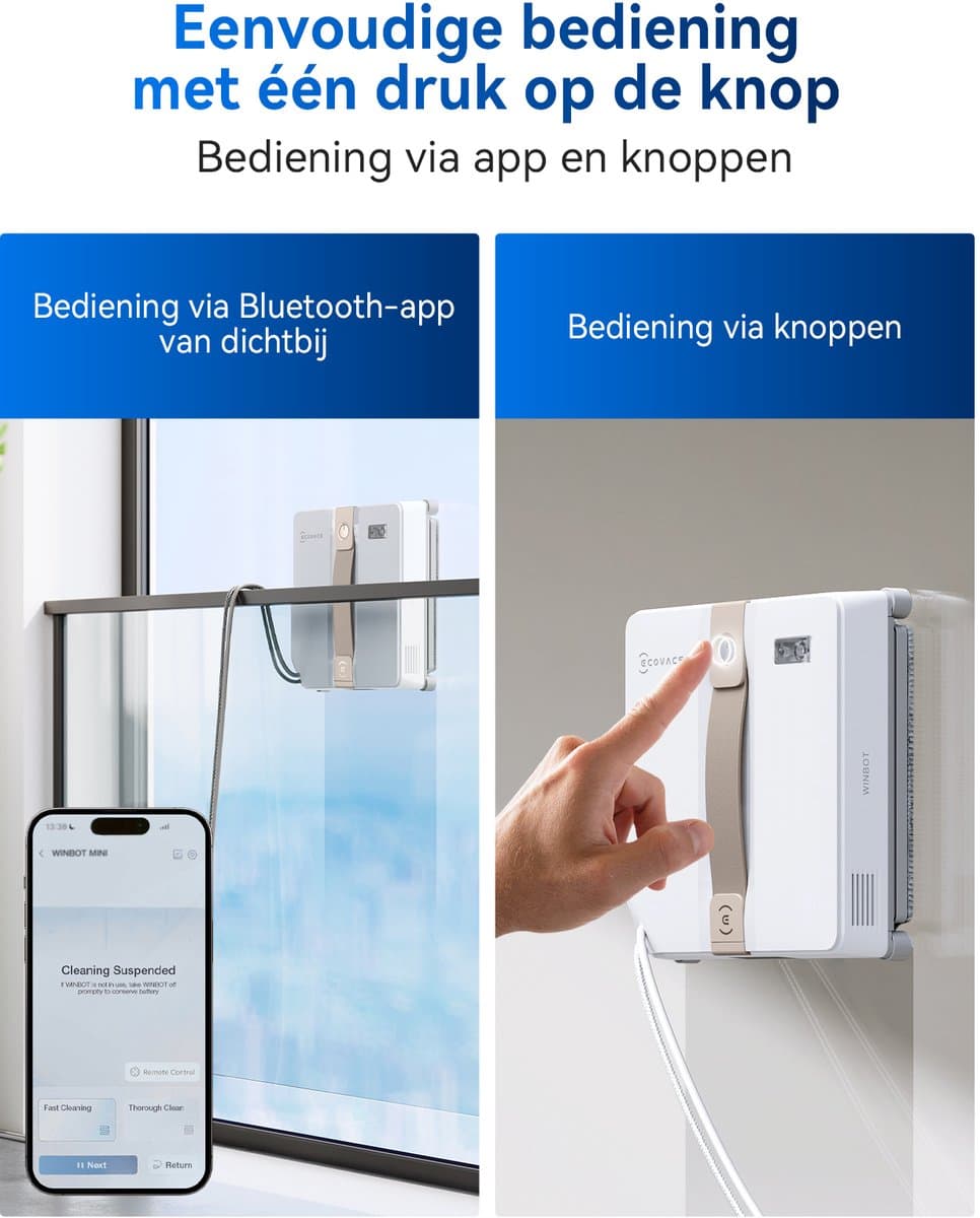 ECOVACS WINBOT MINI Robot Ramenwasser– Robot ramenreiniger-Ruitenreiniger-9 Traps veiligheidssysteem – Dubbele sproeiers met ultrasone verneveling – Intelligente routeplanning – 3 reinigingsmodi – Beige – Voor ramen – Spiegels – Glazen deuren thumbnail 2