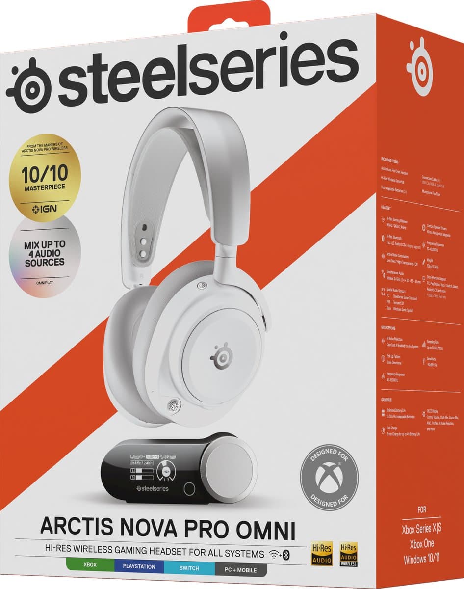 SteelSeries - Arctis Nova Pro Omni - Hi-Res Wireless Certified Gaming Headset - PC, PlayStation, Xbox & Switch - Wit thumbnail 6