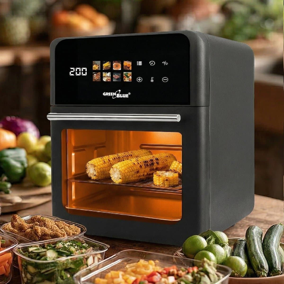 GreenBlue GB950 - AIR FRYER - Vetvrije friteuse - 1800 W - 10 l - 8 programma’s - Accessoires - Timer thumbnail 7
