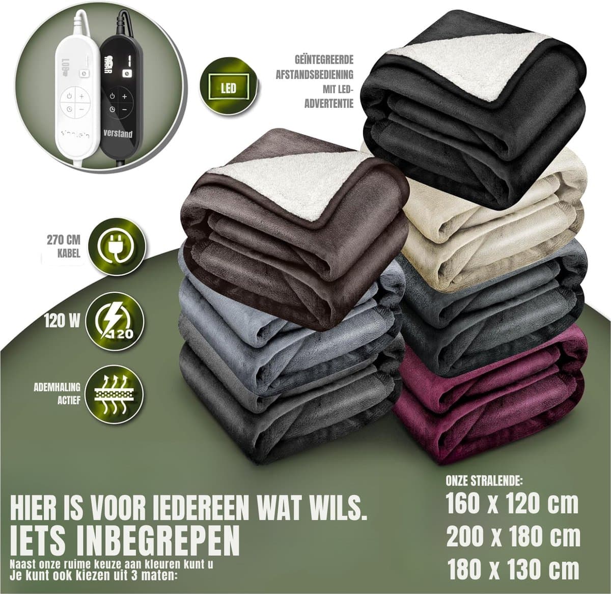 RWB® Elektrische Deken XXL - Elektrische Deken Extra Groot - Elektrische Deken - thumbnail 4