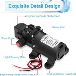 Productfoto van Zelfaanzuigende Hogedruk Waterpomp 12V DC met Drukschakelaar voor Caravan, Tuin en Auto