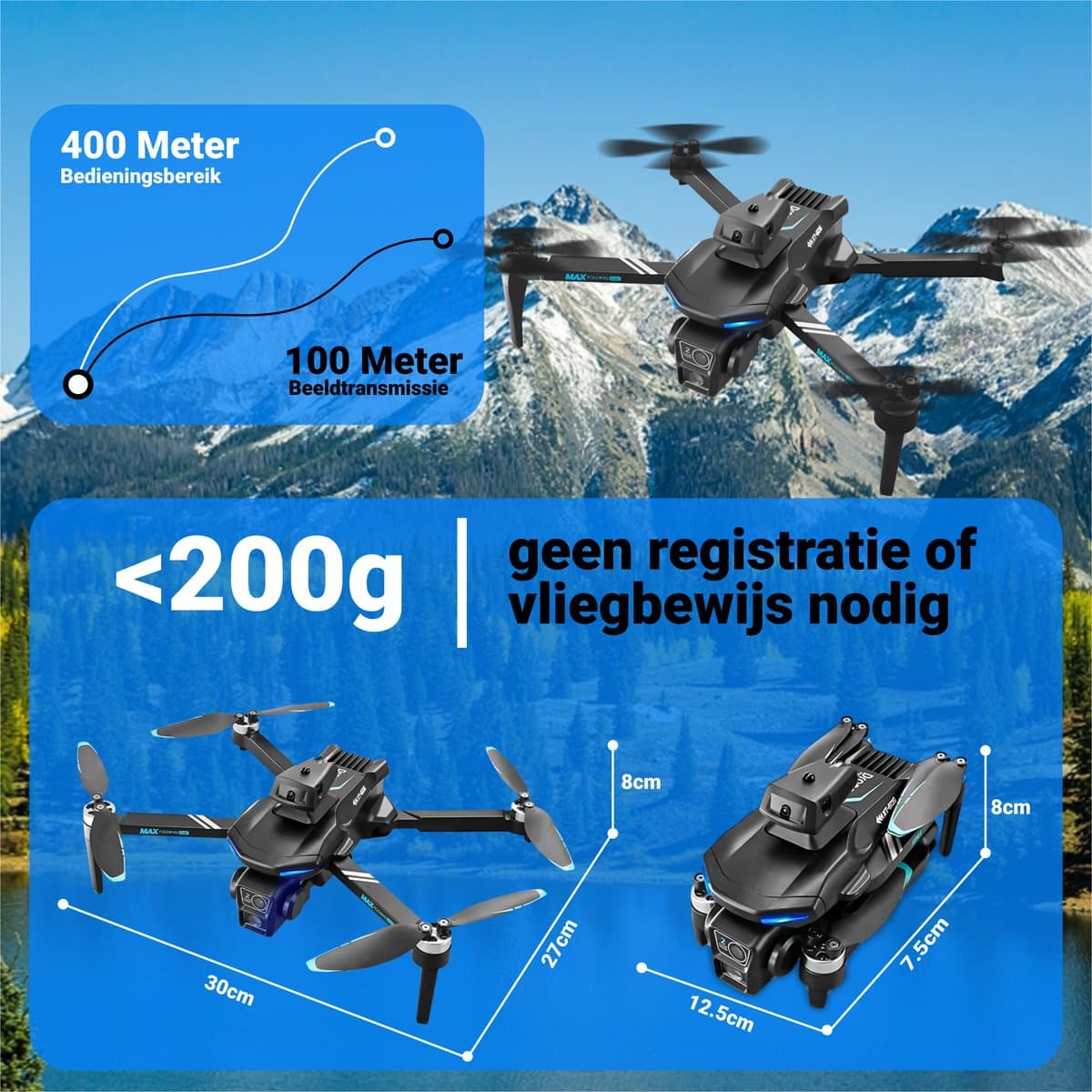 HAWX PRO Drone - Drone met 4K Camera - Mini drone - Voor Kinderen/Volwassenen - Drones - Tot 90 Minuten Vliegen - Incl. 3 Batterijen, Opbergtas, Landing Pad thumbnail 6