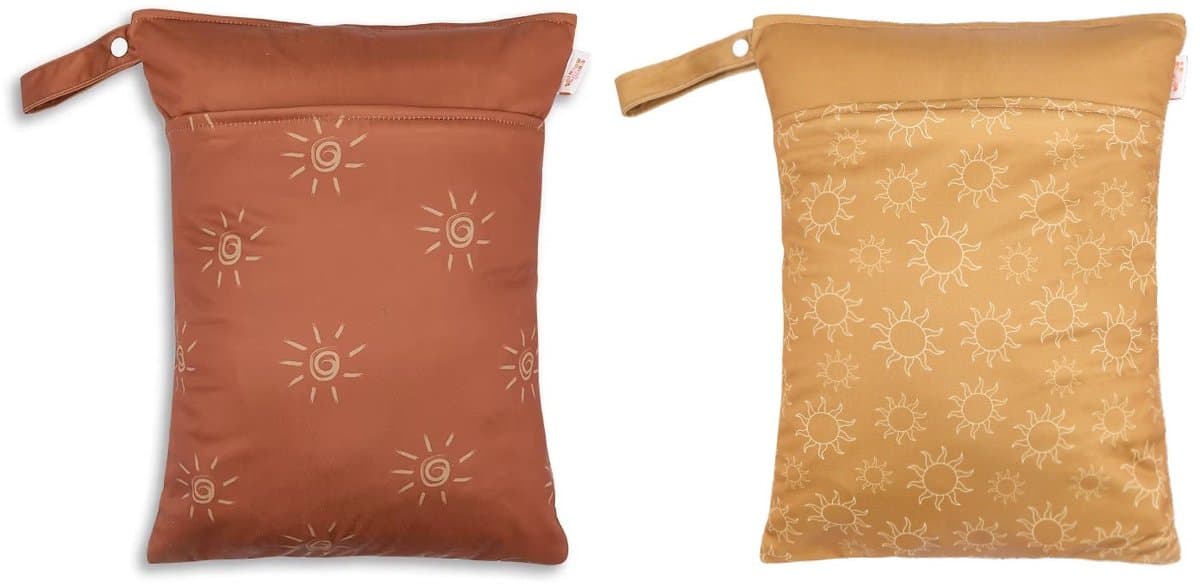Wetbag Waterdichte Tas – 2 Stuks – Luiertas & Zwemtas – Natte Kleding, Luiers & Strand – 2 Vakken – 40x30 cm – Herbruikbaar – Golden Sun