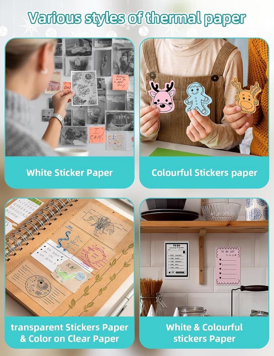 Draagbare Thermische Mini Printer - Bluetooth Stickerprinter voor Telefoon, Stickermaker voor Foto's, Notities en DIY (Groen) thumbnail 3