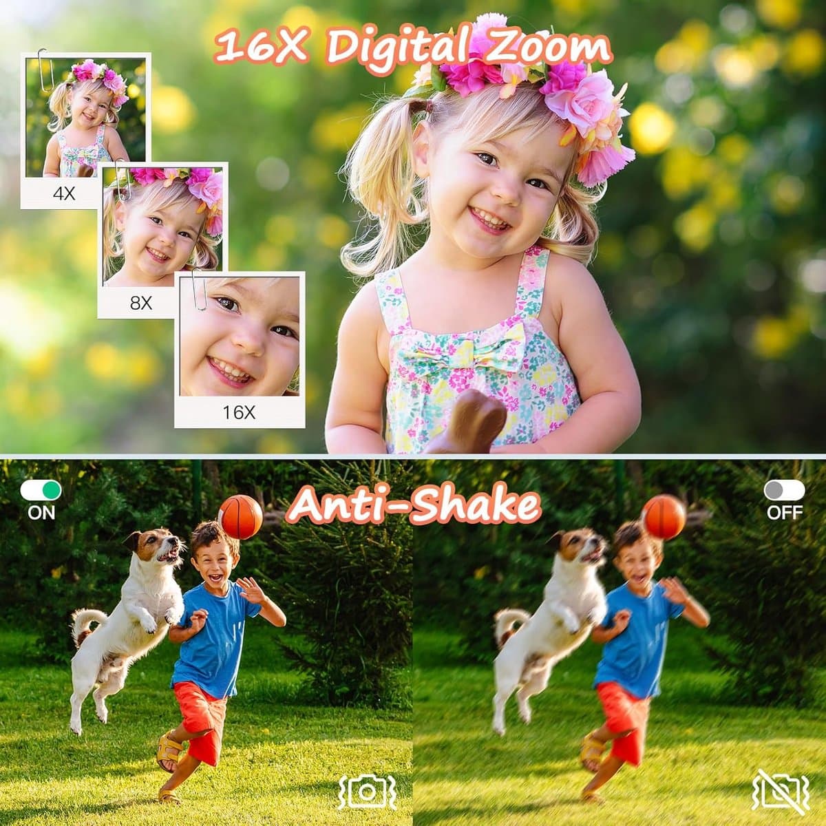 Camera - Digitale camera 1080p Full HD 44MP met 2,4 inch LCD-scherm - 16x digitale zoom - Compacte draagbare vlogcamera - Met 32 ​​GB SD-kaart - Voor kinderen - Tieners - Studenten en beginners (zilver) thumbnail 4