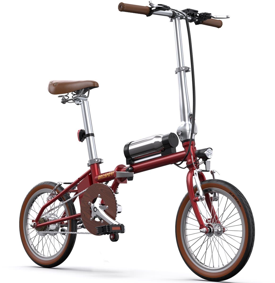 ONESPORT Elektrische Fiets – Lichtgewicht Opvouwbare E-Bike voor Stad & Pendelen – 36V 5.2Ah Accu, 40 km Bereik, 16×1.35 Inch Banden, Snel Opladen 2,5u – Rood thumbnail 2