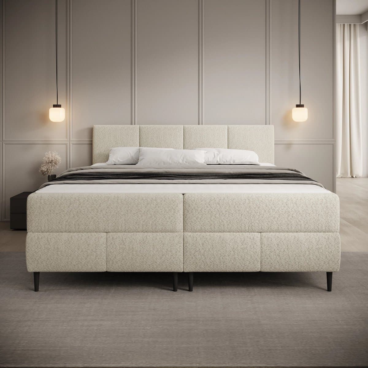 Meubella - Brisa - Boxspring met opbergruimte - Teddystof beige - 160x200 cm thumbnail 2