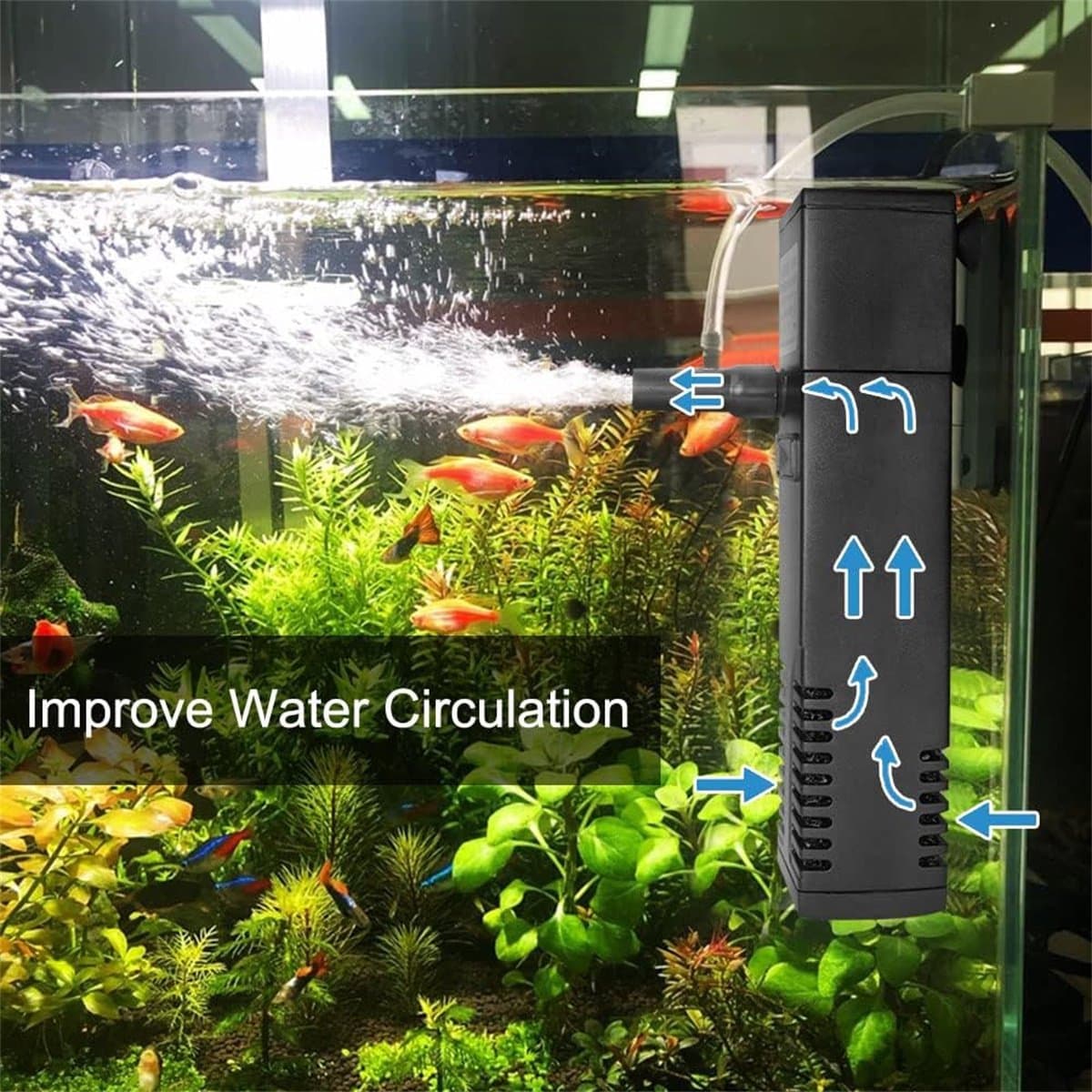 carmdering - Aquariumfilter - Filterpomp - 300 L/H - Dompelbaar - Filter - Intern Aquariumfilter - Filter Met Pomp- 60L – Aquarium filter pomp – Zuurstofpomp thumbnail 6