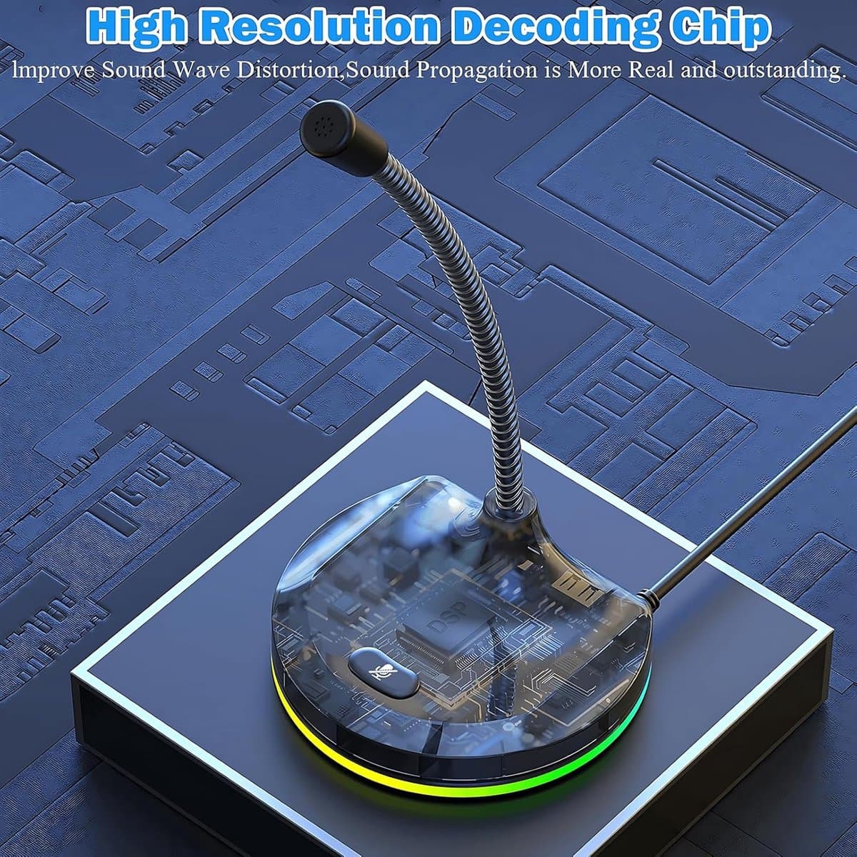 Null USB Computer Microfoon met Mute-Knop, RGB en Zwanenhals