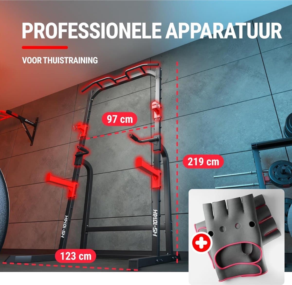 Thuys – Squat Rack – Power Rack – Haltersteunen – Half Rack – 123 x 103 x 217cm – Zwart thumbnail 6