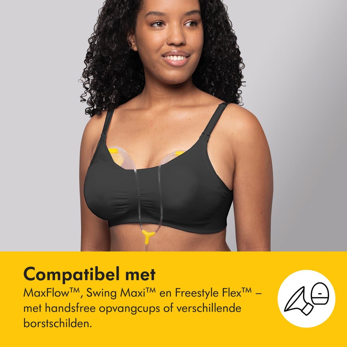 Medela 3-in-1 Voedingsbh en kolf bh voor zwangerschap borstvoeding en kolven - Zacht en met stretch - Zwart - Maat S thumbnail 4