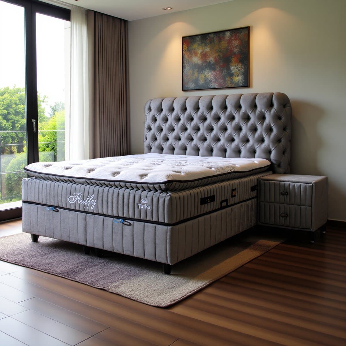 BSS Bedding Fluffy - Boxspring - Boxspring met Opbergruimte - 180x200 - Grijs thumbnail 7
