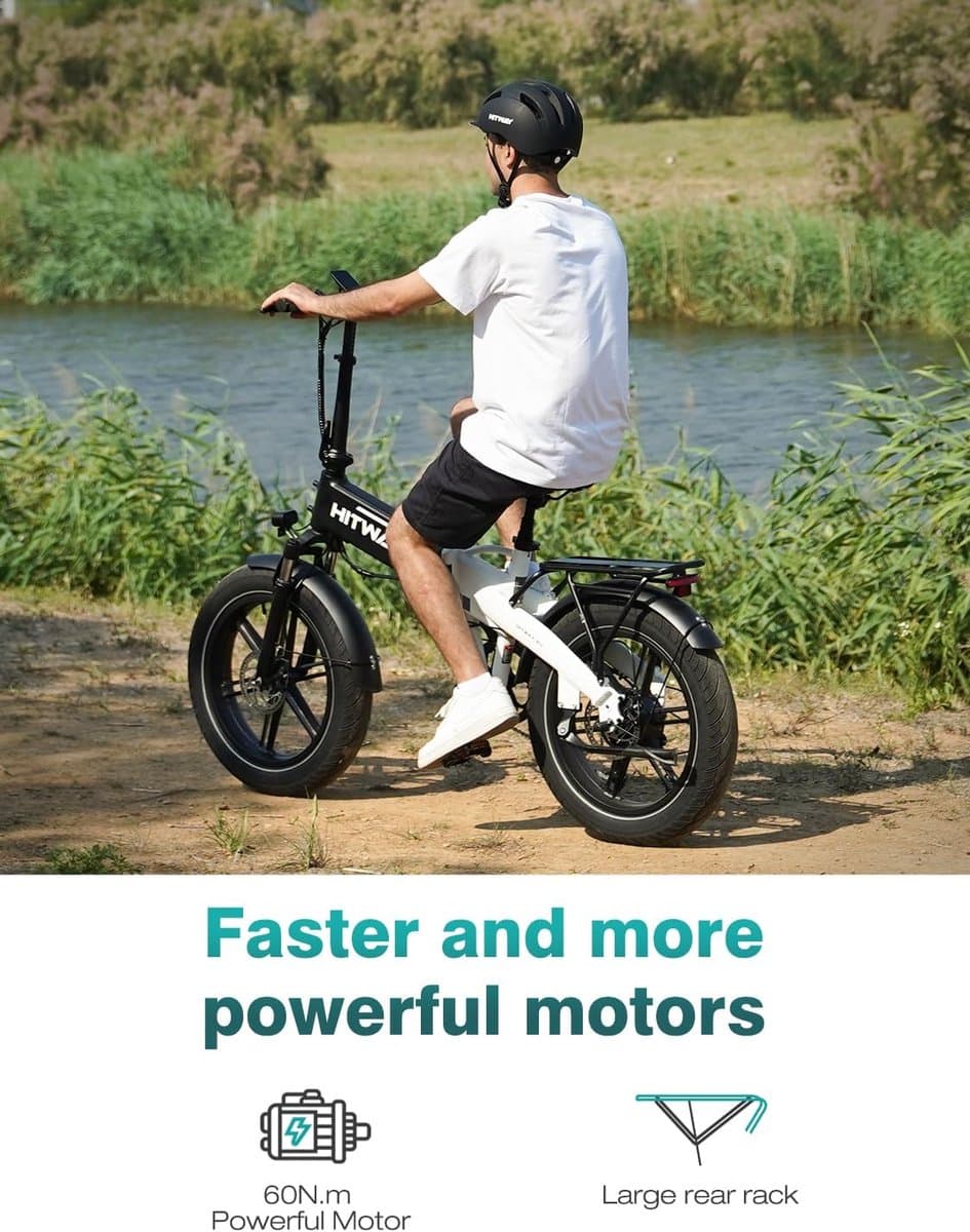 Hitway Elektrische Fiets BK10S1 - 20*4.0 Inch Fat Tire City Commuter EBike met Afneembare 48V 13Ah Lithium Batterij - Opvouwbaar Mountain E-Bike met 250W Motor - APP - 7 Versnellingen - IP54 Waterdicht thumbnail 5