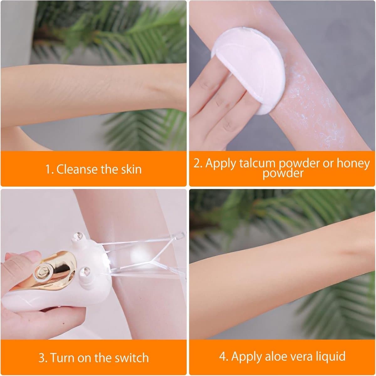 Elektrische gezichts-epilator voor vrouwen - Elektrische gezichts-epilator - USB-gezichtsepilator met LED - Gezichtsepilator voor vrouwen - Gezichtsmassager - Scheerapparaat thumbnail 2