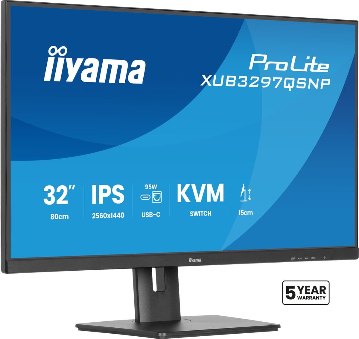 iiyama ProLite XUB3297QSNP-B1 - 32 inch - QHD - IPS - USB-Hub (4x) - Verstelbaar - USB-C Dock - KVM-switch thumbnail 8