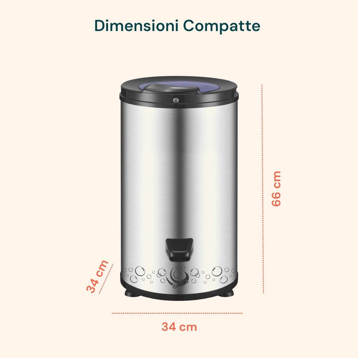 RFWR® Compacte 6 kg Draagbare Centrifuge Droger – Roestvrij Staal, 300 W, Stil en Ruimtebesparend thumbnail 6