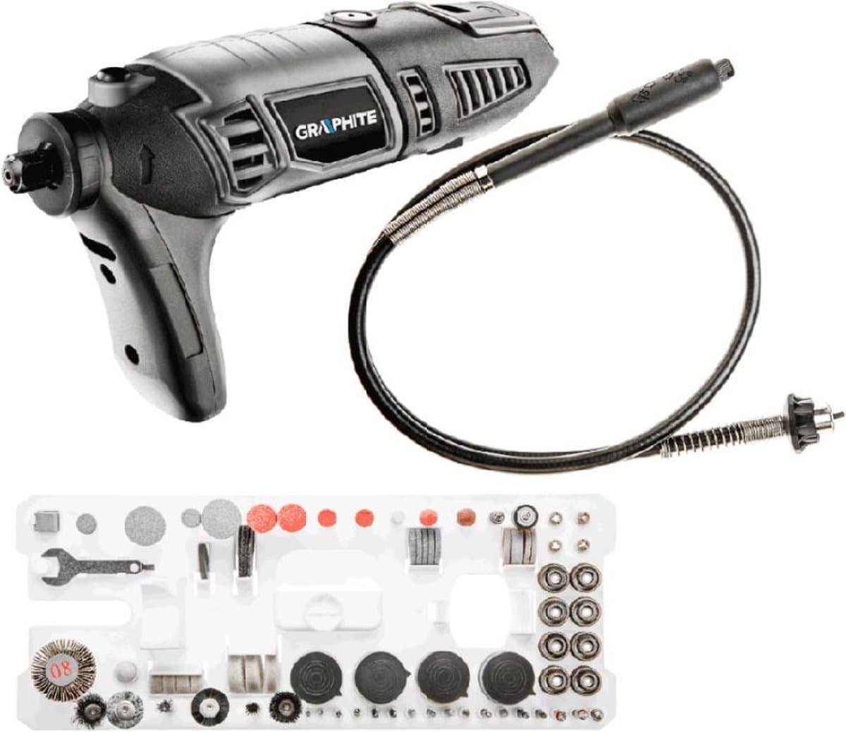 Mini Slijpmachine 170 Watt + 190 Accessoires in koffer - GRAPHITE thumbnail 5