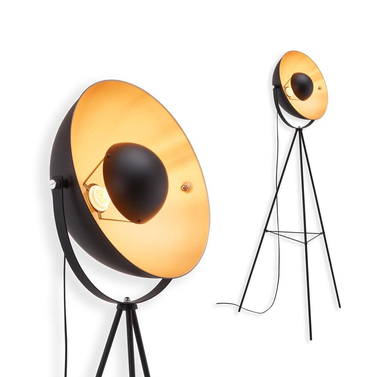 BRILONER Sand - Vloerlamp woonkamer - industrieel staande lamp - zwart goud - E27 fitting - metaal - 148cm thumbnail 3