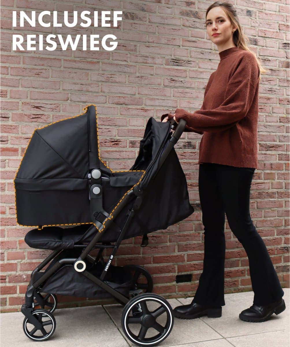 Deryan Luxe XP Buggy XL - Kinderwagen Inclusief Reiswieg - Compact lichtgewicht - Zwart thumbnail 3