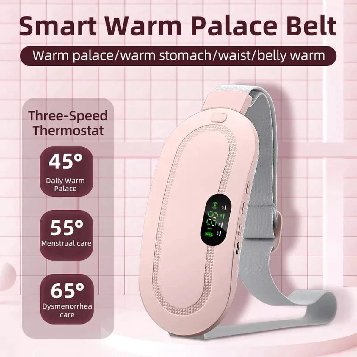 Menstruatie warmteband- Massage- Pijnverlichting- Massagekussen- kruik- Verwarmde Menstruatieband – Verwarmingskussen– Elektrisch Apparaat - Verwarmingsmat– Rug - Buik– 3 Warmte standen – Triltechnologie – Vibratie - Roze- Ivoor Wit- Moederdag- Vrouw thumbnail 2