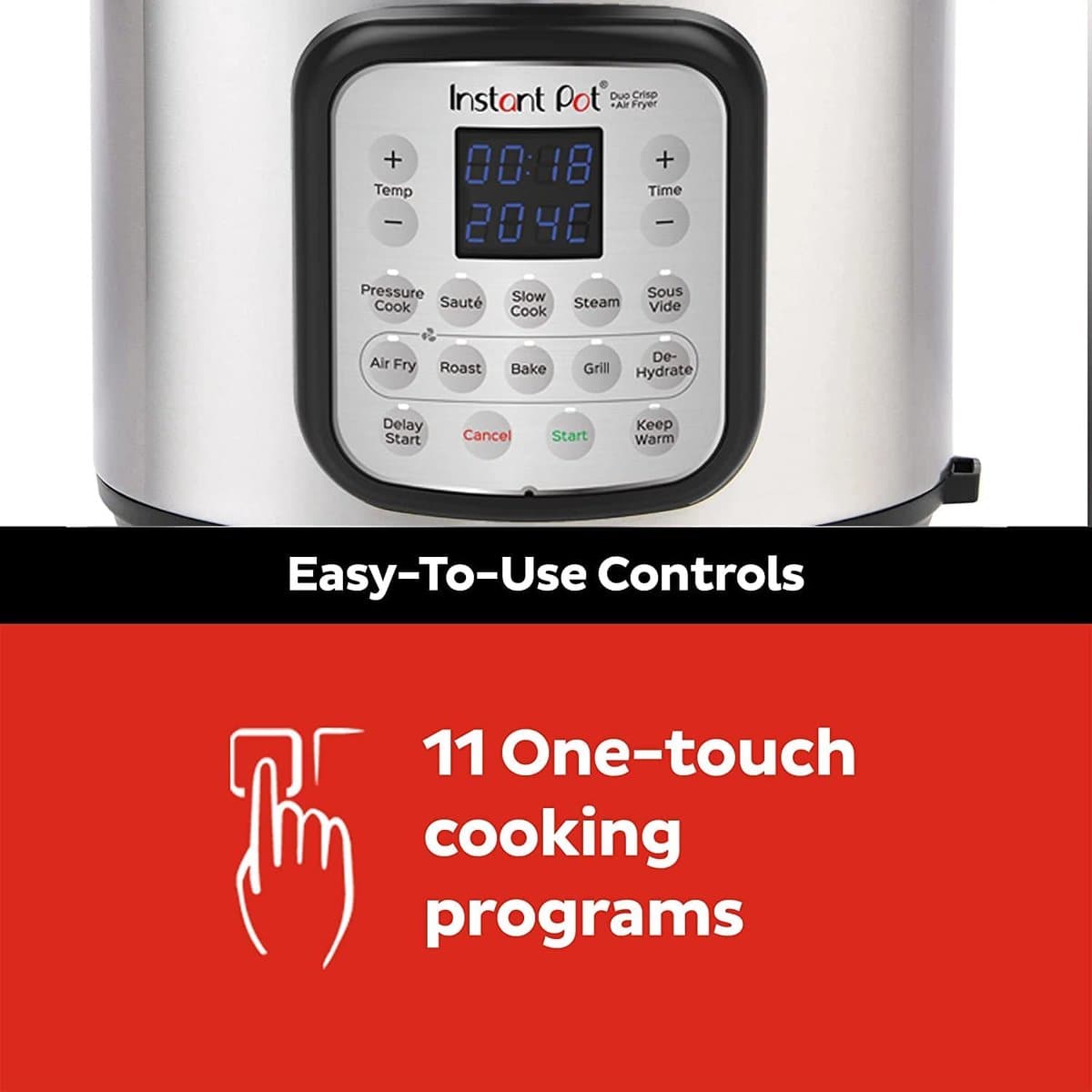 Instant Pot Duo Crisp 5,7L Multicooker + Airfryer - 11-in-1 - Snelkookpan - Slowcooker - Sous-vide - Air Fry - Stomen - Bakken - Tot 6 Porties thumbnail 2