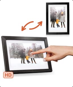 Productfoto van Pora&Co - Digitale fotolijst met WiFi en Frameo App – 10.1 inch - Pora – HD -IPS Display – Zwart/Hout - Micro SD – Touchscreen