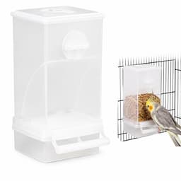 Productfoto van VHV - Vogelvoerbak - Automatische - Anti-Knoei - 8.5x7.5x18 cm - Met Zitstok Voederbak - Vogelkooi Accessoire - Voor Parkieten, Valkparkieten,Kanaries - Transparante