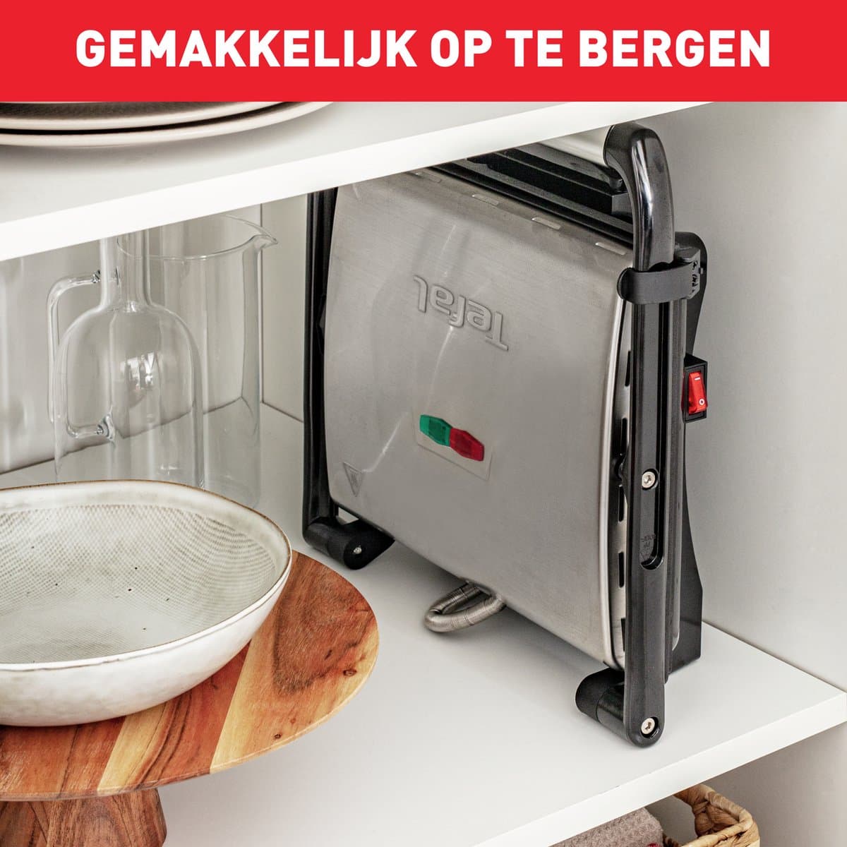 Tefal Inicio GC241D Contactgrill - Anti-aanbakplaten - Vet opvangbak - 2000W - RVS thumbnail 5